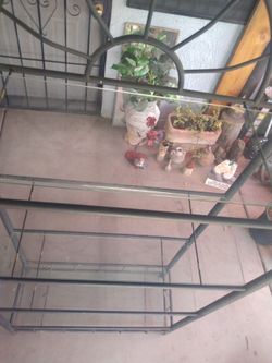 Metal glass shelf