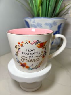 Christian Art Gifts "I Love That You're My Friend" Floral Ceramic Mug Gold Foil