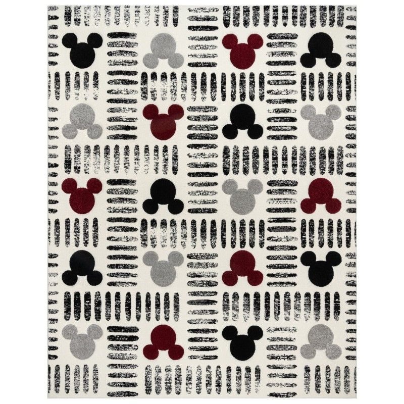 Disney Bravo Mickey Mouse Strokes Modern Geometric Ivory Indoor Area Rug, 8x10