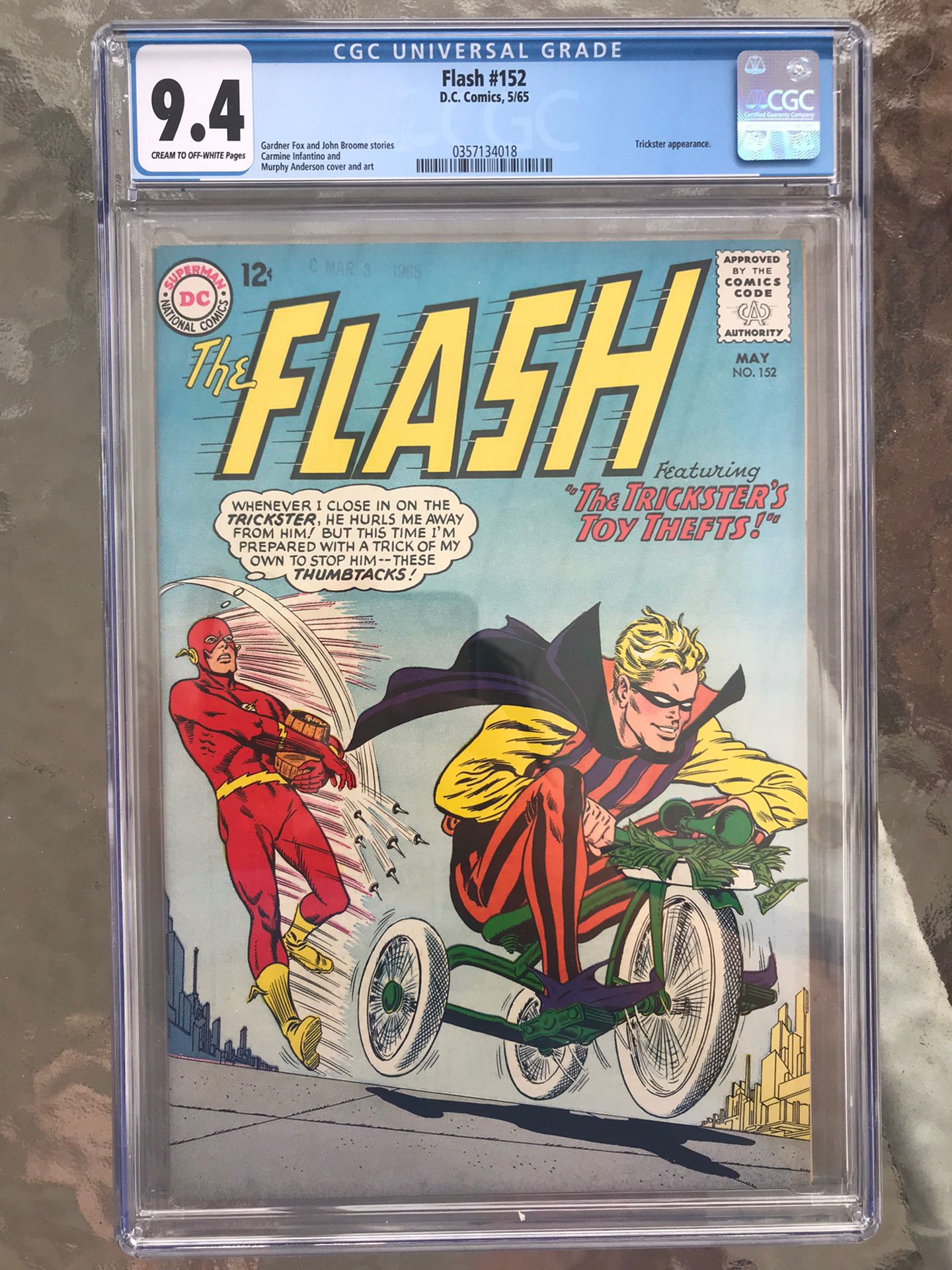 The Flash #152 CGC 9.4 — Trickster! John Broome, Carmine Infantino, & Gardner Fox