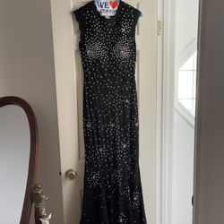 Prom Dress: Black Lace, Beaded, Mermaid Style Fit