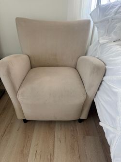 Beige Fabric Wingback Accent Chair