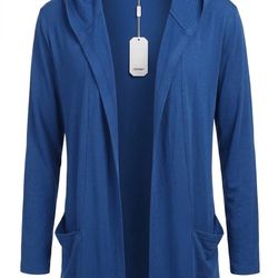 Coofandy Blue Hooded Cardigan, Size M