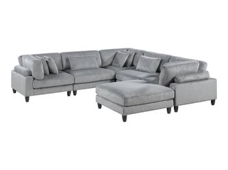 Robstown Gray 6-Piece Modular Sectional with Ottoman