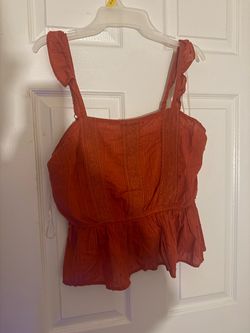 Rust Red Eyelet Peplum Crop Top
