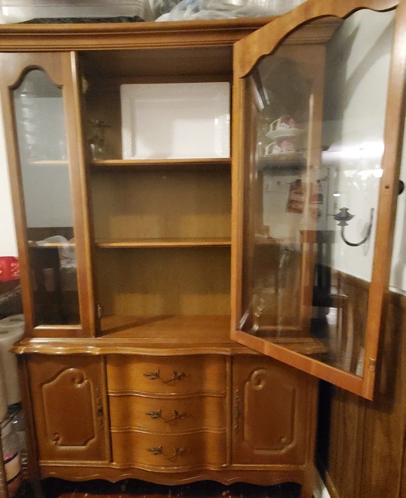 cabinet storage with glass shelves color brown