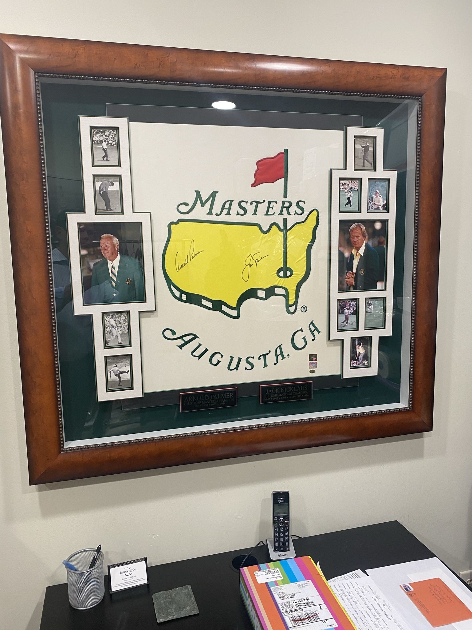 Masters House Flag Signed By Jack Nicklaus and Arnold Palmer