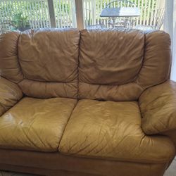 Set of 3 Genuine Leather Couches – Comfortable & Classic