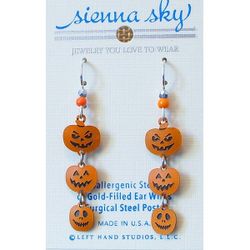 Authentic vintage 90s Halloween Sienna Sky Jack-o-Lantern Pumpkin Trio DangleEarrings