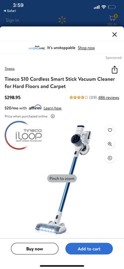 Tineco S10 Cordless Smart Stick Vacuum Cleaner for Hard Floors and Carpet