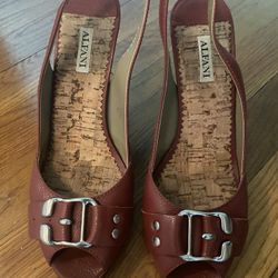 ALFANI Red Cork High Heel Shoe Size 8