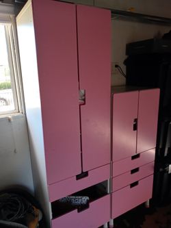 IKEA Stuva Malad Kid's Wardrobe Pink Used 2 Piece for Sale in