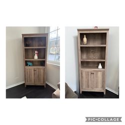 2 Wooden Bookshelf with Storage Cabinet
