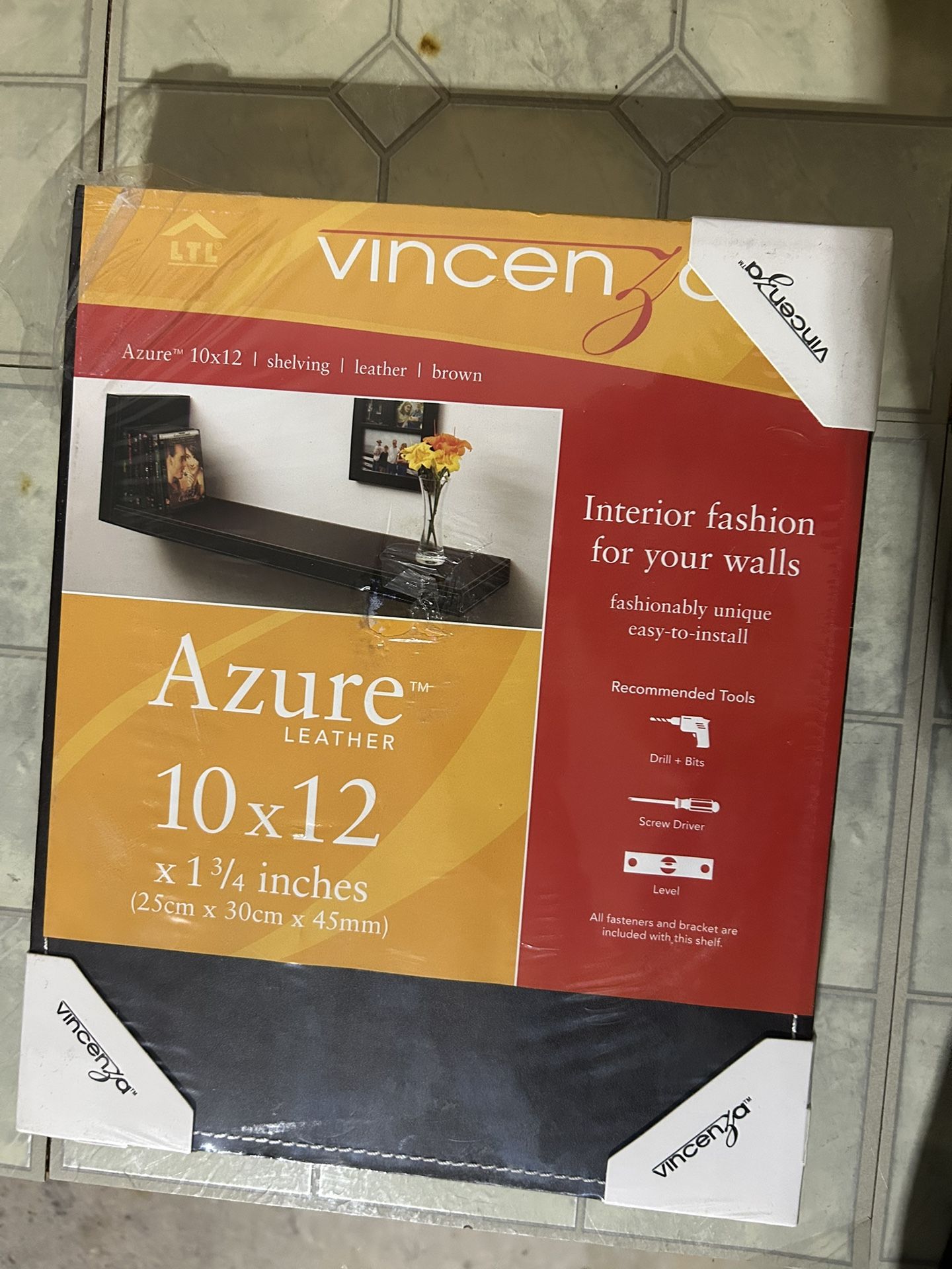 Azure 10 in. Floating Black Leather Shelf (Price Varies by Length)