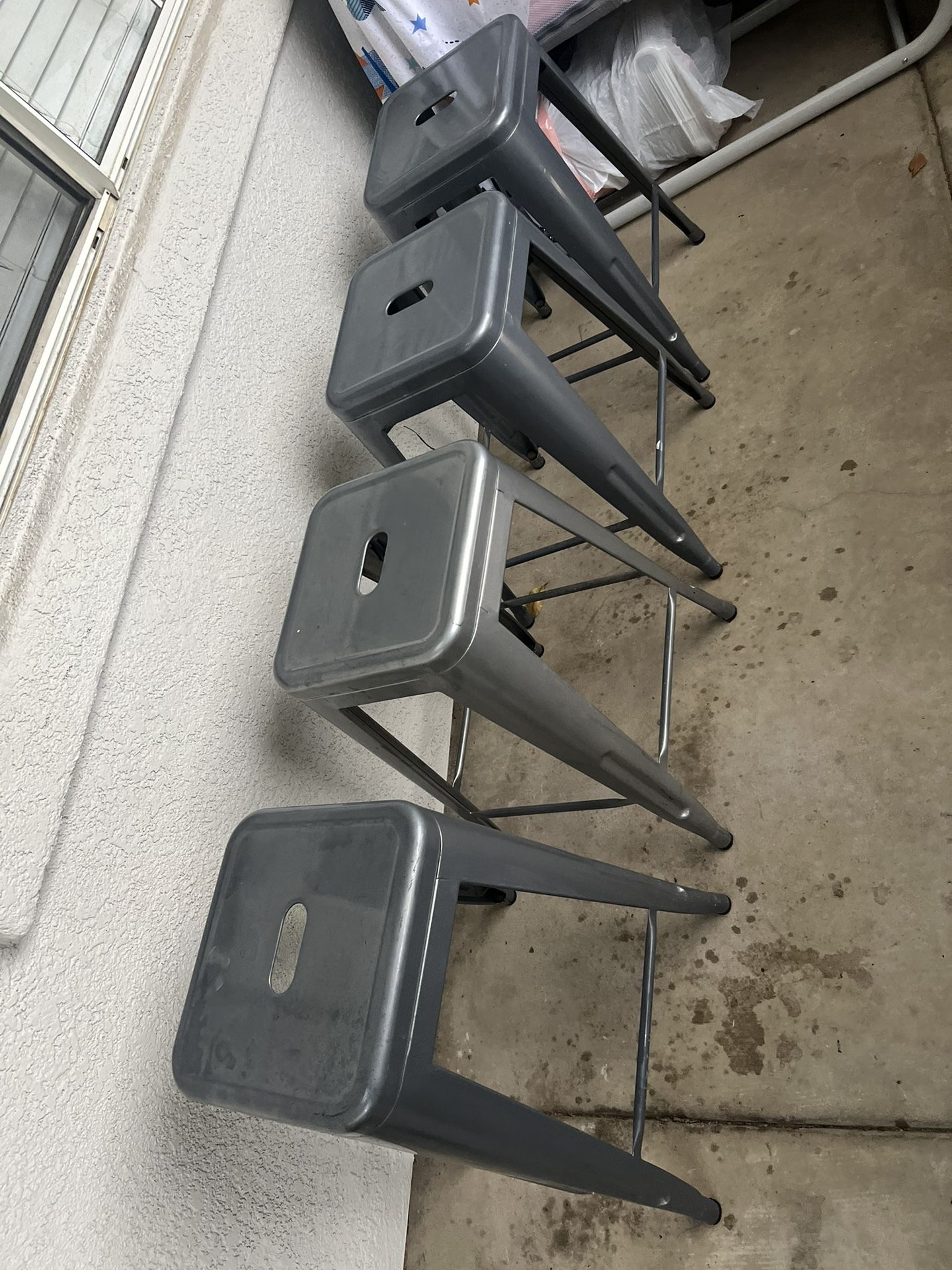 Silver Metal Bar Stool