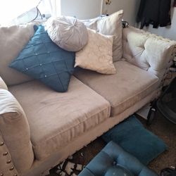 Small Two Seat Love Seat Gray /silver Studs $250