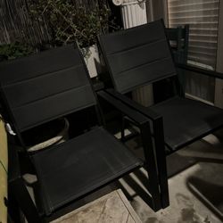 Comfortable And Contemporary Set Of Two Outdoor Dinning Chairs - Black