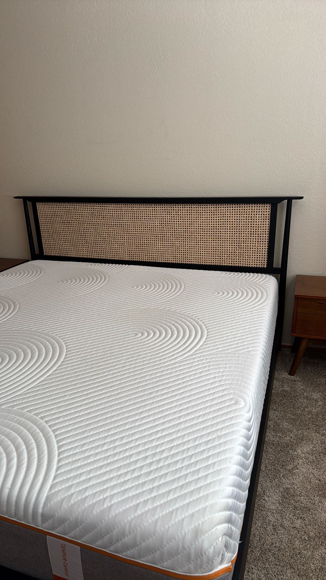 Rattan And Black King Platform Bed Frame