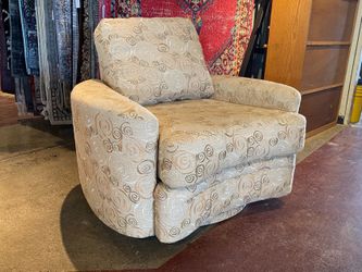 Wide Latte Swirl Swiveling Armchair