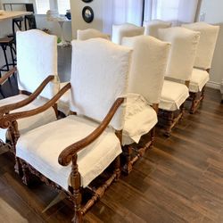 Antique Solid Walnut Wood Dining Chairs 8
