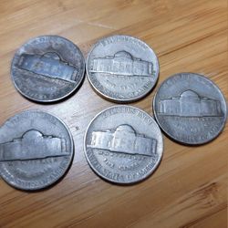  5 Silver War Nickels (1943–1945) – 35% Silver
Price: $30 firm