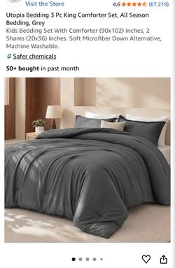 3-Piece King Comforter Set dark grey