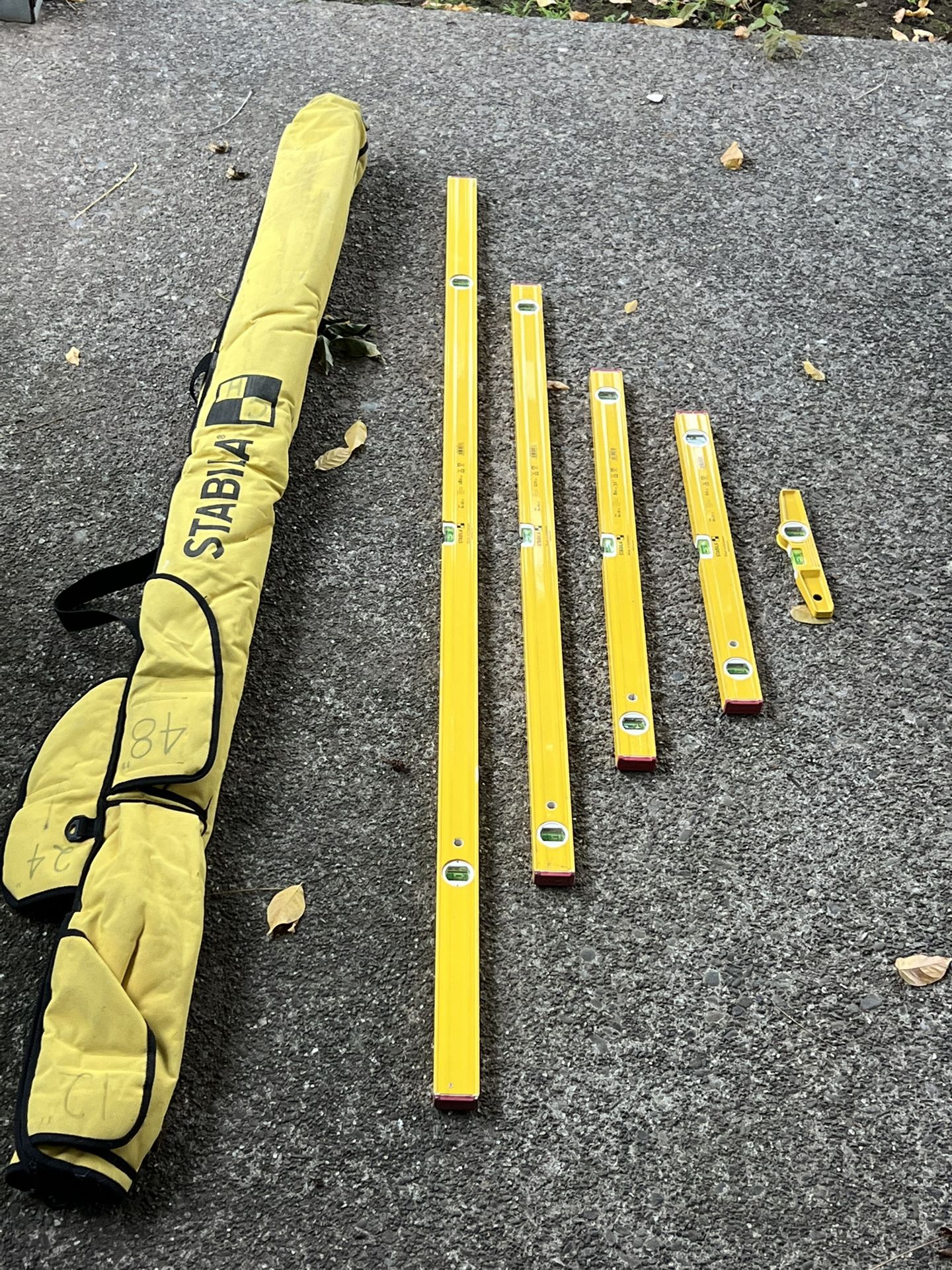 Stabila 80AS-2 Level Set — 72”, 48”, 32”, 12”, plus torpedo