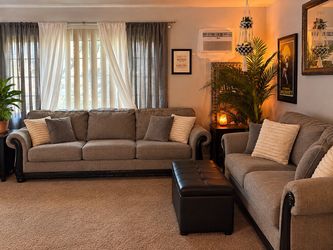 Gray Fabric Sleeper Sofa and Loveseat Set