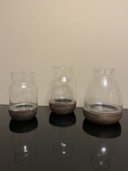 Glass Vase w/Wood Base