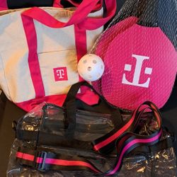 T-Mobile Pickleball Set, Clear Bag, Canvas Bag Lot Of 3
