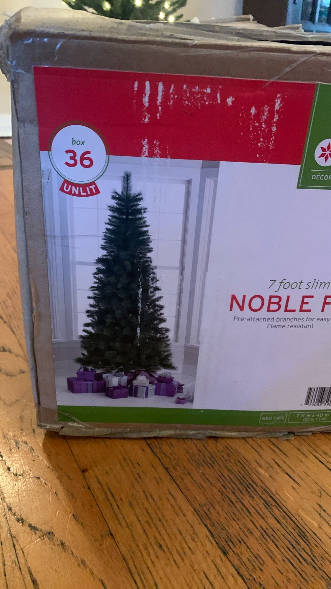 Christmas Tree 7 Foot Slim Noble Fir Pre-attached Branches