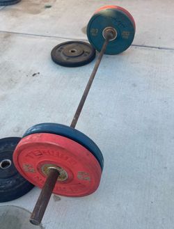 Barbell with Bumper Plates Set