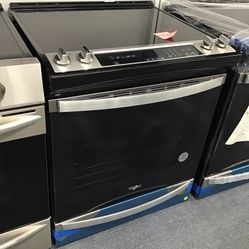 New Scratch And Dent Whirlpool 5 Burner Glass Top Stainless Steel Slide In Range. 1 Year Warranty 