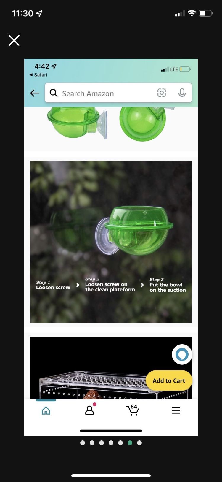 2 Brand New Suction Cup Arboreal Reptile/Gecko Feeding Bowls