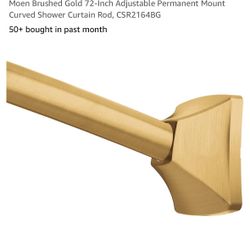 Moen Brushed Gold 72in Permanent Mount Curved Shower Rod (new In Plastic)