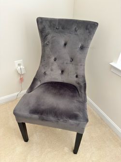 Gray Velvet Accent Chair - Excellent Condition