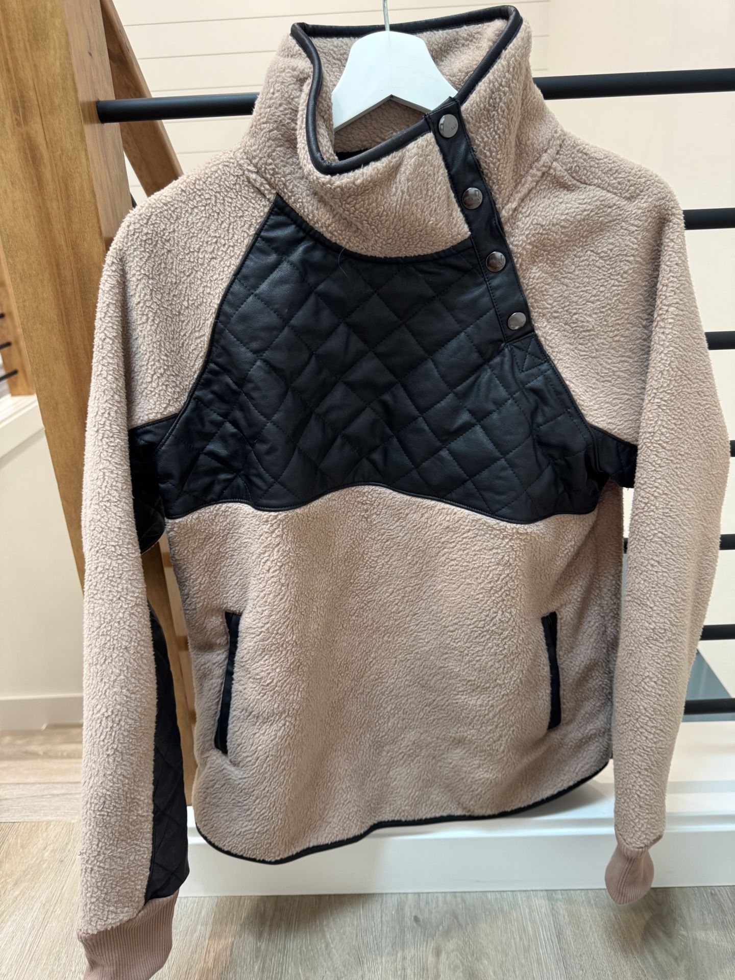 ABERCROMBIE + FITCH All New With Tags/Never Worn Black and Tan Quilted Fleece Size XS Originally $80+tax Light Tan Sweater Size Small Originally $70