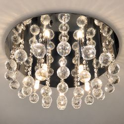 Elegant Crystal Ceiling Light – Chrome & Crystal