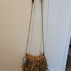 Yoki Leather Fringe Boho Crossbody

