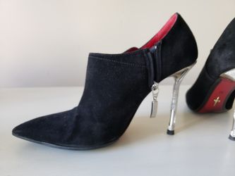 Cesare Paciotti Boots size 36 6 Italy w/SWAROVSKI CRYSTAL Black Suede Leather