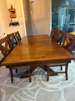 Wood Dining Table with 6 Chairs
