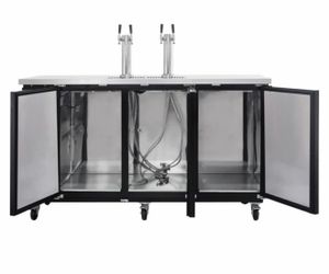 New 73” Commercial 3-Door Kegerator Beer Cooler w/ Dual Tap Towers