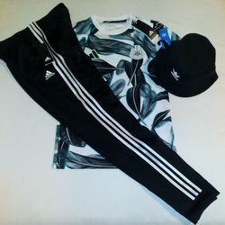 Adidas Boys Youth 3pc Warmer & Tee Set With Cap - Large 