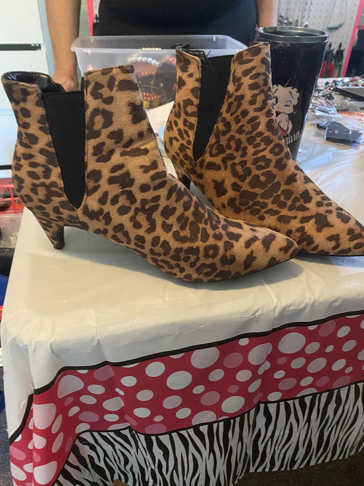 Boots booties leopard