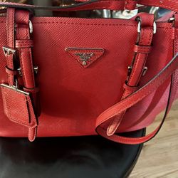 PRADA Red Saffiano Handbag  $500