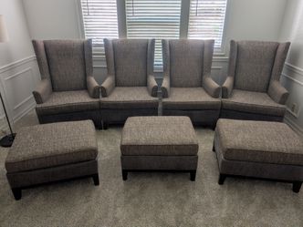 4-Wingback chairs with ottomans
