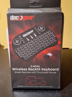 Deco Gear 2.4GHz Wireless Backlit Keyboard Smart Remote with Touchpad Mouse - STV300BK