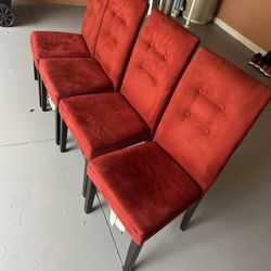 Modern Red Dining Chairs – Set of 4 – Clean & Ready!
