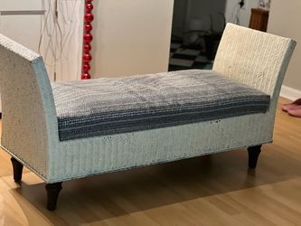 Woven Upholstered Bench with Arms