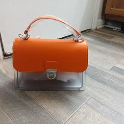 orange and clear purse